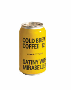 A yellow canned beverage.