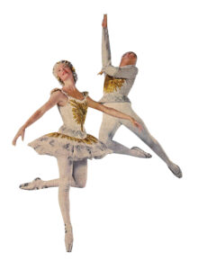 A photo illustration depicting two ballerinas wearing a white costumes.